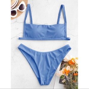 ZAFUL Ribbed Square Collar Bikini NWT